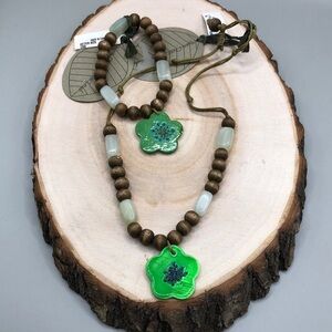 NWT Turn Over a New Leaf Jewelry Set Boho Style Natural Materials Giftable